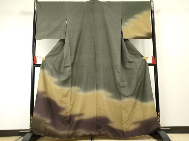 平和屋着物●訪問着　紬地　霞文　正絹　逸品　AABF4297cs