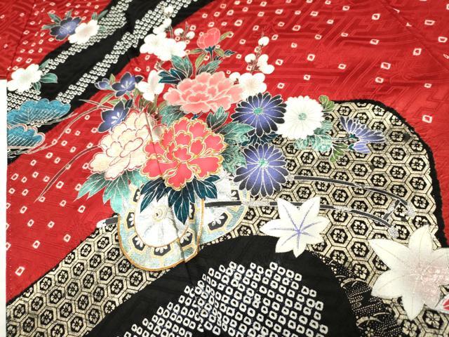 平和屋着物●豪華振袖　駒刺繍　絞り　花車文　金銀彩　正絹　逸品　AABF4317cs 平和屋着物○豪華振袖 駒刺繍 絞り 花車文 金銀彩 正絹 逸品 AABF4317cs