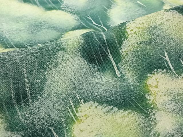 平和屋着物▽訪問着　単衣　手描き　樹林文　暈し染め　正絹　逸品　AABF4408jh_5