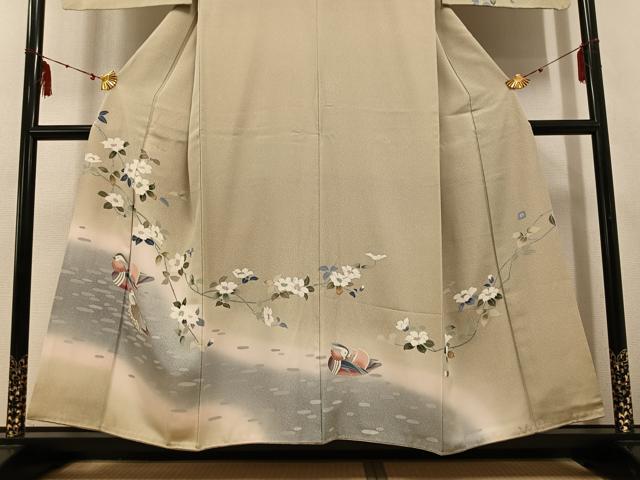 平和屋着物●訪問着　友禅　作家物　松月　枝花文　暈し染め　正絹　逸品　AABG6644cs 平和屋着物○訪問着 友禅 作家物 松月 枝花文 暈し染め 正絹 逸品