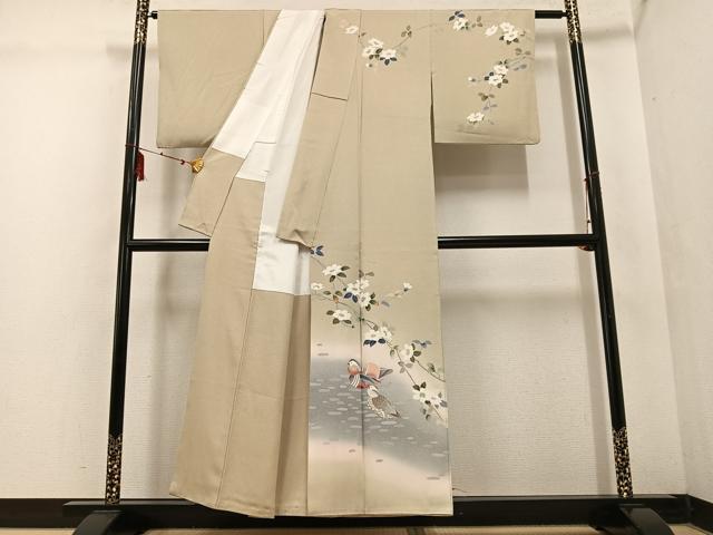 平和屋着物●訪問着　友禅　作家物　松月　枝花文　暈し染め　正絹　逸品　AABG6644cs 平和屋着物○訪問着 友禅 作家物 松月 枝花文 暈し染め 正絹 逸品