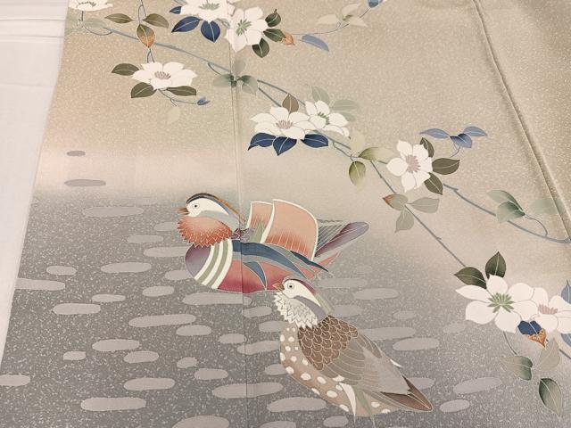 平和屋着物○訪問着 友禅 作家物 鴛鴦枝花文 暈し染め