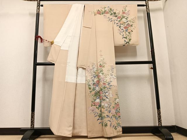 平和屋着物●訪問着　友禅　作家物　枝花文　暈し染め　正絹　逸品　未使用　AABF4443ph_1