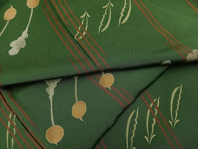 平和屋着物●上質な小紋　成り物　かぶ　いんげん　正絹　逸品　AABF4468ph