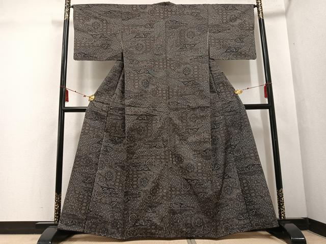 平和屋着物●上質な紬　花尽くし　正絹　逸品　未使用　AABF4469ph_1