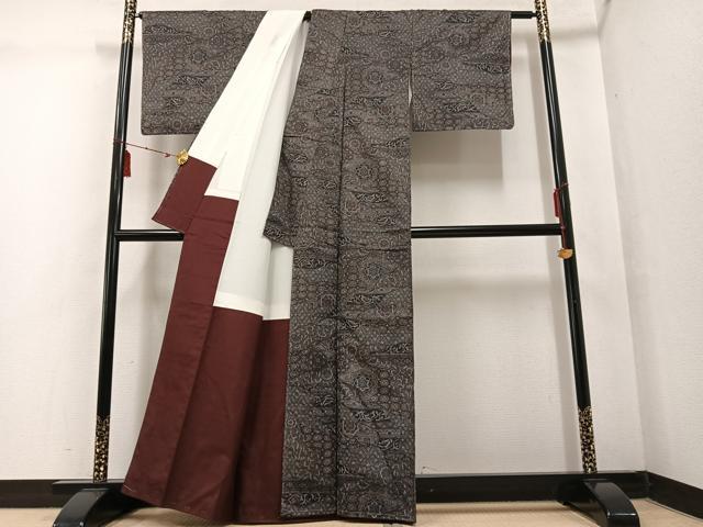 平和屋着物●上質な紬　花尽くし　正絹　逸品　未使用　AABF4469ph_2