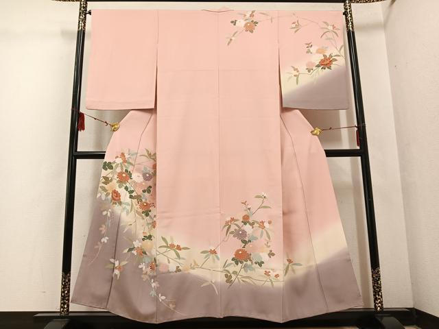平和屋着物●訪問着　草花文　暈し染め　金彩　正絹　逸品　AABF4472ph