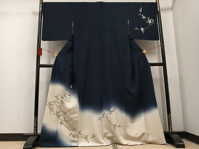 平和屋着物●訪問着　手描き　枝花文　暈し染め　金通し地　さが美扱い　正絹　逸品　AABF4500ph