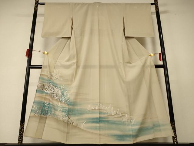 平和屋着物＊夏物　色留袖　絽　風景文　銀彩　洗える着物　AABF5063jd