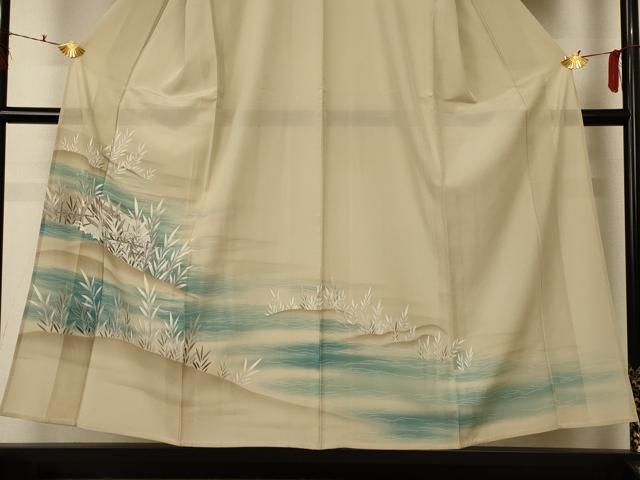平和屋着物＊夏物　色留袖　絽　風景文　銀彩　洗える着物　AABF5063jd_2