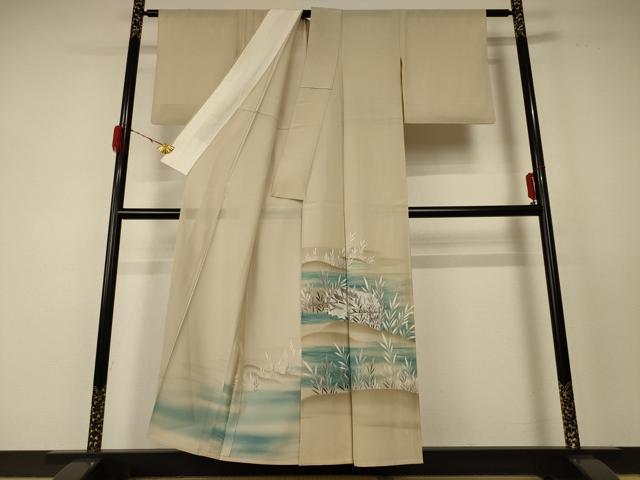 平和屋着物＊夏物　色留袖　絽　風景文　銀彩　洗える着物　AABF5063jd_1