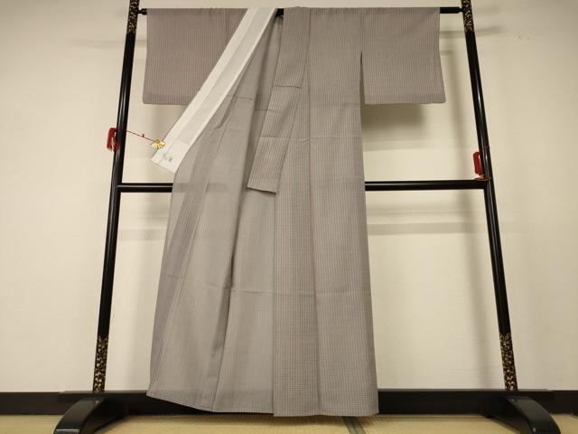 平和屋着物＊夏物　洗える最高級着物　＜英＞はなぶさ謹製　小紋　紗　抽象文様　洗える着物　AABF5075jd_2
