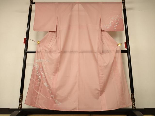 平和屋着物＊夏物　訪問着　絽　流水花文　暈し染め　洗える着物　AABF5116jd