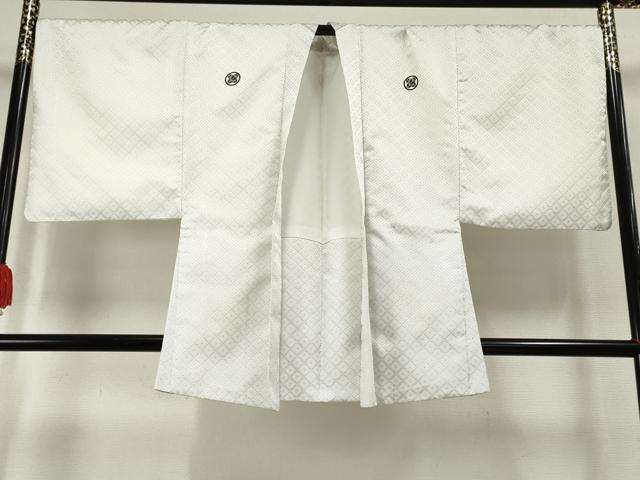 平和屋着物○男性 色紋付・羽織セット 菱文 洗える着物 AABF5149cs