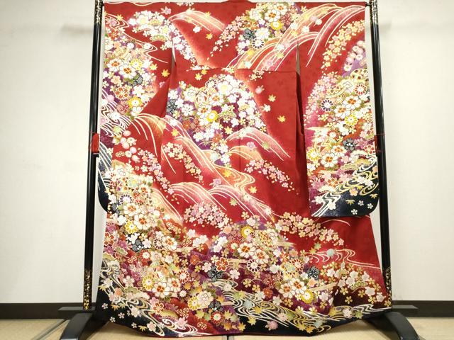 平和屋着物●訪問着　駒刺繍　扇面花文　正絹　逸品　未使用　AABG5869ck 平和屋着物○訪問着 駒刺繍 扇面花文 正絹 逸品 未使用 AABG5869ckの