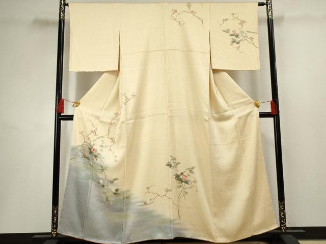 平和屋着物●訪問着　手描き　総絞り　枝花文　暈し染め　正絹　逸品　AABF5164cs 平和屋着物○訪問着 手描き 総絞り 枝花文 暈し染め 正絹 逸品