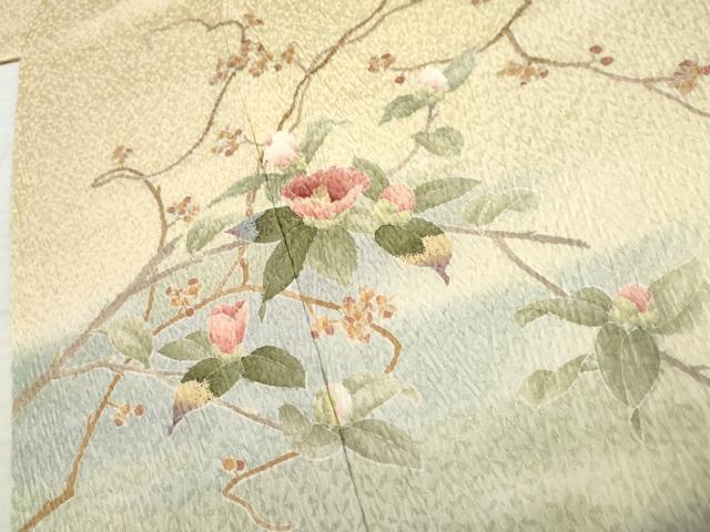 平和屋着物●訪問着　手描き　総絞り　枝花文　暈し染め　正絹　逸品　AABF5164cs 平和屋着物○訪問着 手描き 総絞り 枝花文 暈し染め 正絹 逸品