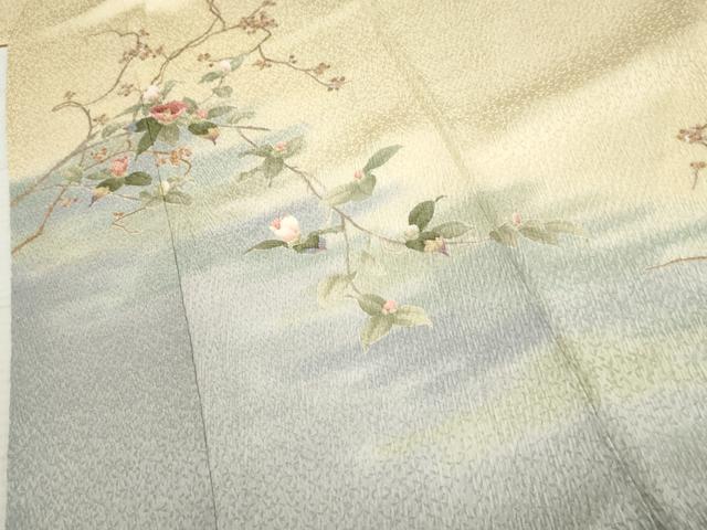 平和屋着物●訪問着　手描き　総絞り　枝花文　暈し染め　正絹　逸品　AABF5164cs 平和屋着物○訪問着 手描き 総絞り 枝花文 暈し染め 正絹 逸品