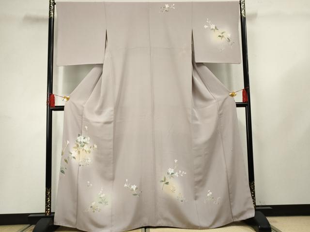 平和屋着物●京加賀友禅作家　伊達富美子　訪問着　友禅　枝花文　暈し染め　正絹　逸品　AABF5173cs