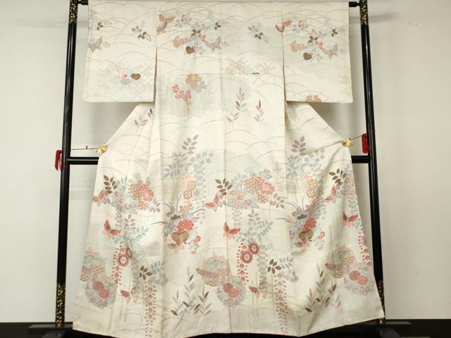 平和屋着物●訪問着　吉祥花蝶文　暈し染め　金彩　正絹　逸品　AABF5215cs 21,060円