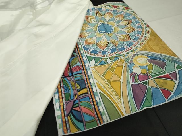 平和屋着物●豪華黒留袖　作家物　ろうけつ染め　洋花文　金彩　正絹　逸品　AABF5252cs_9