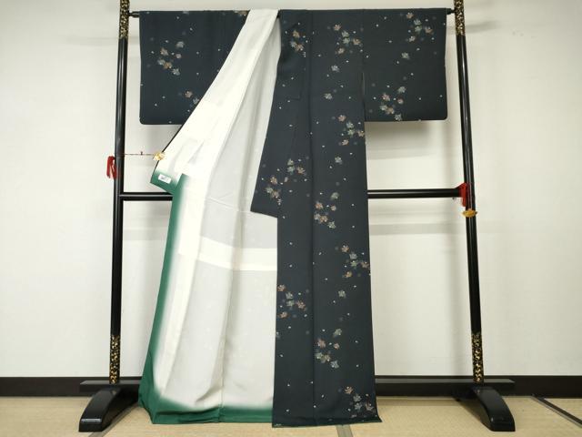 平和屋着物●上質な小紋　手描き　松　正絹　逸品　AABF5264cs_2
