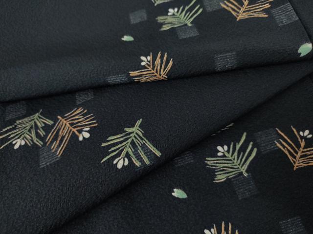 平和屋着物●上質な小紋　手描き　松　正絹　逸品　AABF5264cs