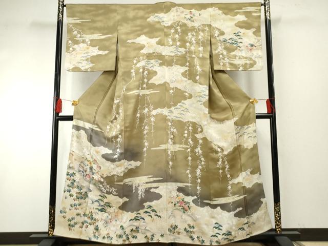 平和屋着物●訪問着　御所車風景文　暈し染め　金銀彩　正絹　逸品　AABF5270cs