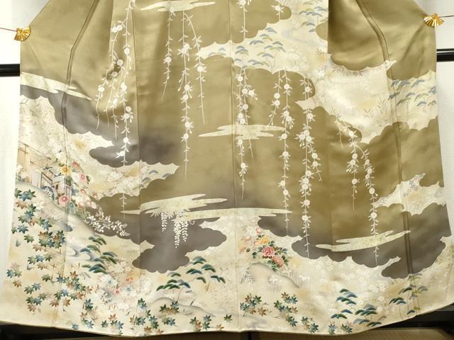 平和屋着物●訪問着　御所車風景文　暈し染め　金銀彩　正絹　逸品　AABF5270cs_2