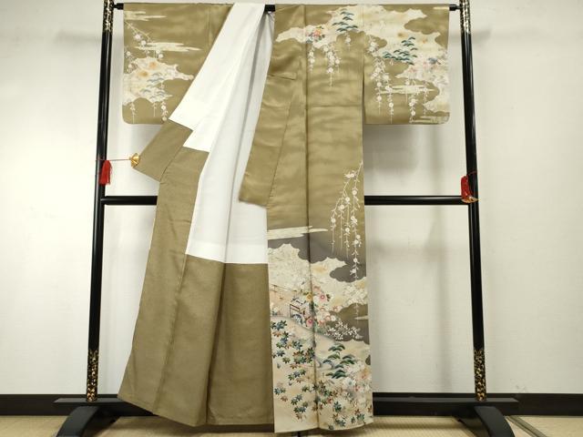 平和屋着物●訪問着　御所車風景文　暈し染め　金銀彩　正絹　逸品　AABF5270cs_1