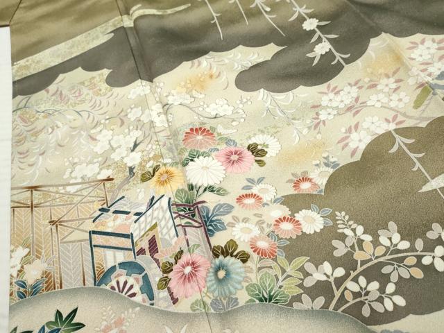 平和屋着物●訪問着　御所車風景文　暈し染め　金銀彩　正絹　逸品　AABF5270cs_3