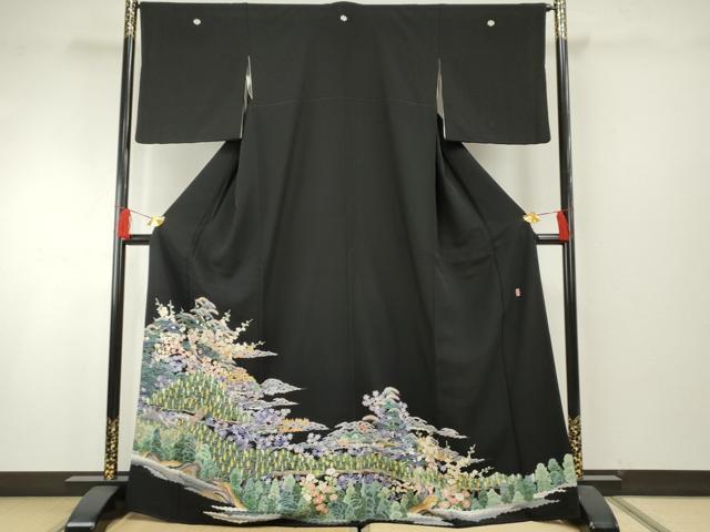 平和屋着物○本加賀友禅作家 東藤岳 黒留袖 梅松風景花文
