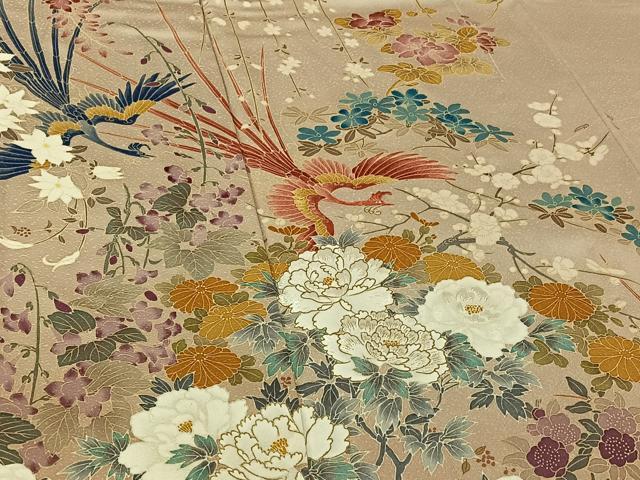 平和屋着物▽訪問着　単衣　花鳥文　金糸　金彩　正絹　逸品　AABF5299jh 平和屋着物▽訪問着 単衣 花鳥文 金糸 金彩 正絹 逸品 AABF5299jhの