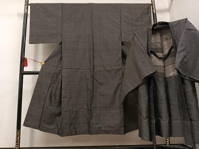 平和屋着物●男性　紬　アンサンブル　正絹　逸品　AABF5329ph