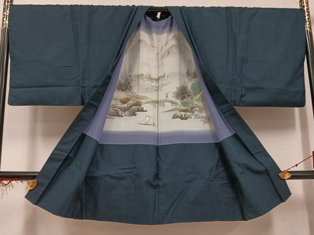 平和屋着物○男性 紬 アンサンブル 亀甲柄 正絹 逸品 AABF5382ph