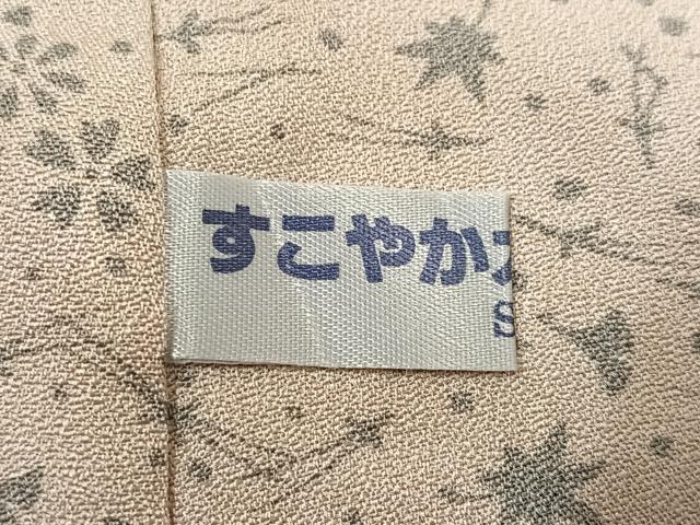 平和屋着物●伝統工芸士　吉田博　小紋　花唐草地紋　練色　正絹　逸品　AABF5397ph_8
