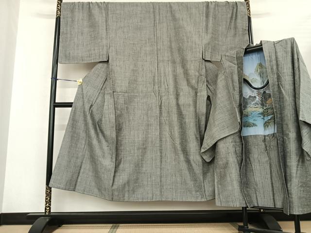 平和屋着物●男性　紬　アンサンブル　霞文　正絹　逸品　AABF5408fy