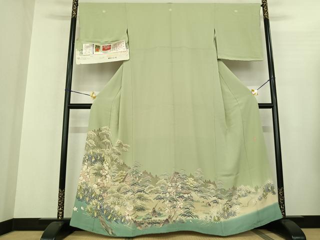 平和屋着物●訪問着　駒刺繍　扇面花文　正絹　逸品　未使用　AABG5869ck 平和屋着物○訪問着 駒刺繍 扇面花文 正絹 逸品 未使用 AABG5869ckの