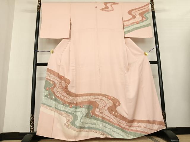 平和屋着物●訪問着　流水草花文　正絹　逸品　AABH8835ck 平和屋着物□訪問着 流水花文 金彩 正絹 逸品 BAAW9231hjの通販 by