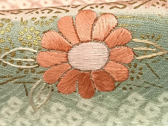 平和屋着物○訪問着 刺繍 流水花文 金彩 正絹 逸品 AABF5472fy