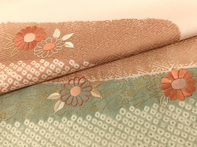 平和屋着物●訪問着　刺繍　流水花文　金彩　正絹　逸品　AABF5472fy 平和屋着物○訪問着 刺繍 流水花文 金彩 正絹 逸品 AABF5472fy