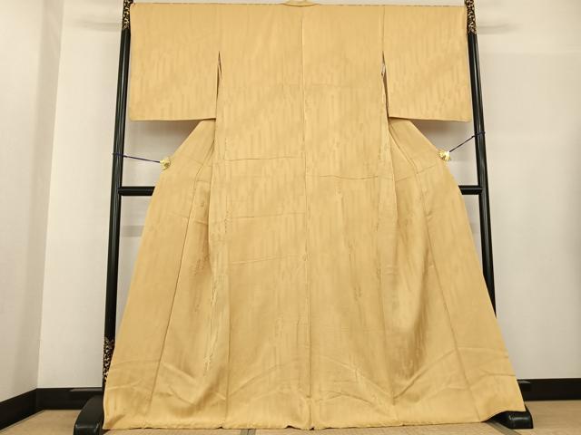 平和屋着物●上質な色無地　舞葉地紋　砥粉色　ロング丈　正絹　逸品　AABF5504fy_1