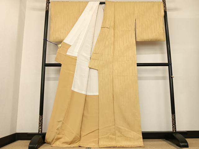 平和屋着物●上質な色無地　舞葉地紋　砥粉色　ロング丈　正絹　逸品　AABF5504fy_2