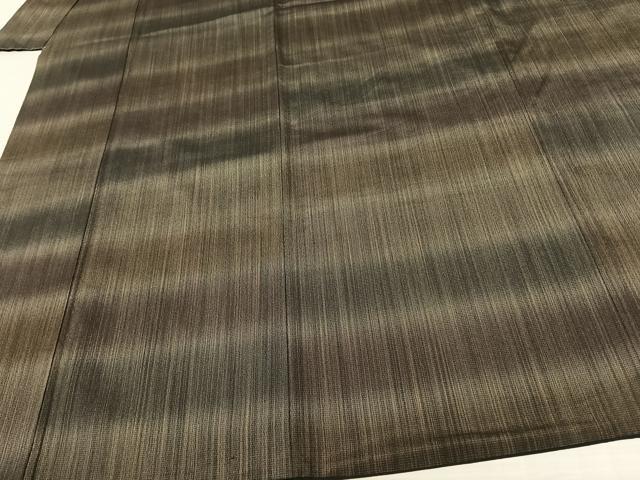 平和屋着物●本塩沢　やまだ織　雪の中のきれ　縞　暈し染め　さが美扱い　証紙付き　正絹　逸品　AABF5560fy_2