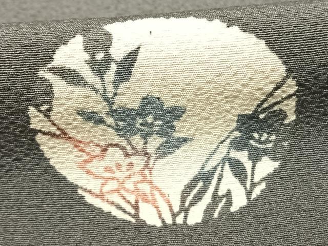 平和屋着物▽上質な小紋 単衣 型染め 花丸文 三越扱い 正絹