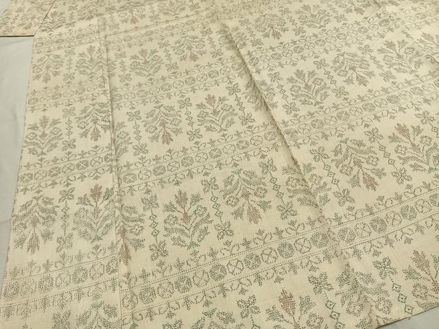 平和屋着物▽上質な紬　単衣　吉祥花文　正絹　逸品　AABF5642fy_3