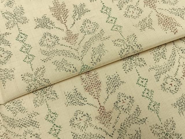 平和屋着物▽上質な紬　単衣　吉祥花文　正絹　逸品　AABF5642fy_4