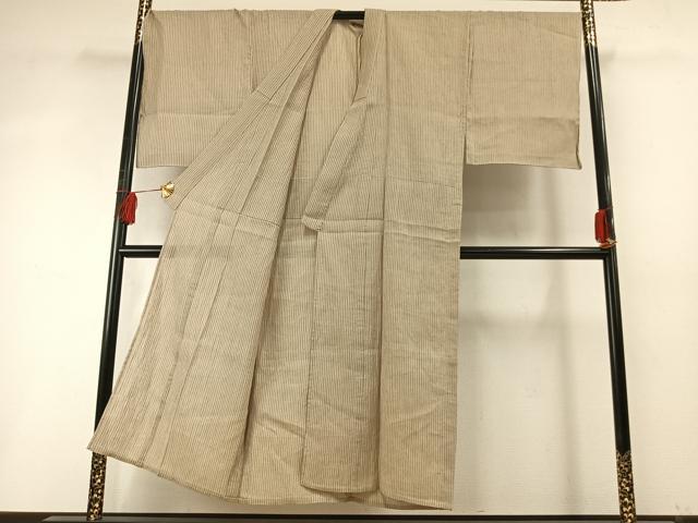 平和屋着物＊夏物　男性　小千谷ちぢみ　縞　反端付き　麻　逸品　未使用　AABF5716fy_2