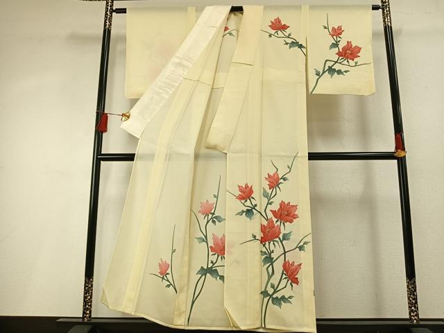 平和屋着物＊夏物 訪問着 絽 手描き 枝花文 金彩 正絹 逸品 AABF5717fy 