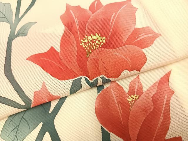 平和屋着物＊夏物 訪問着 絽 手描き 枝花文 金彩 正絹 逸品 AABF5717fy 